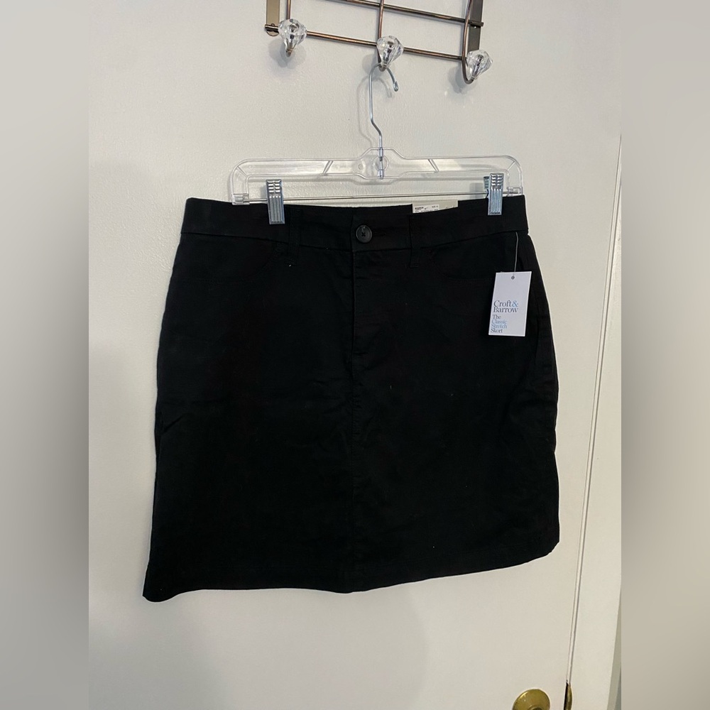 Croft & Barrows Black Denim Stretch Skort SZ 10 NWTs